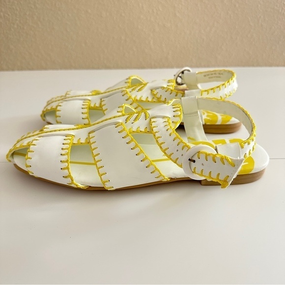 NEW Farm Rio Women's Yellow & White Palm Tree Sandals Whipstitch Vegan sz US 9.5 - Picture 11 of 16